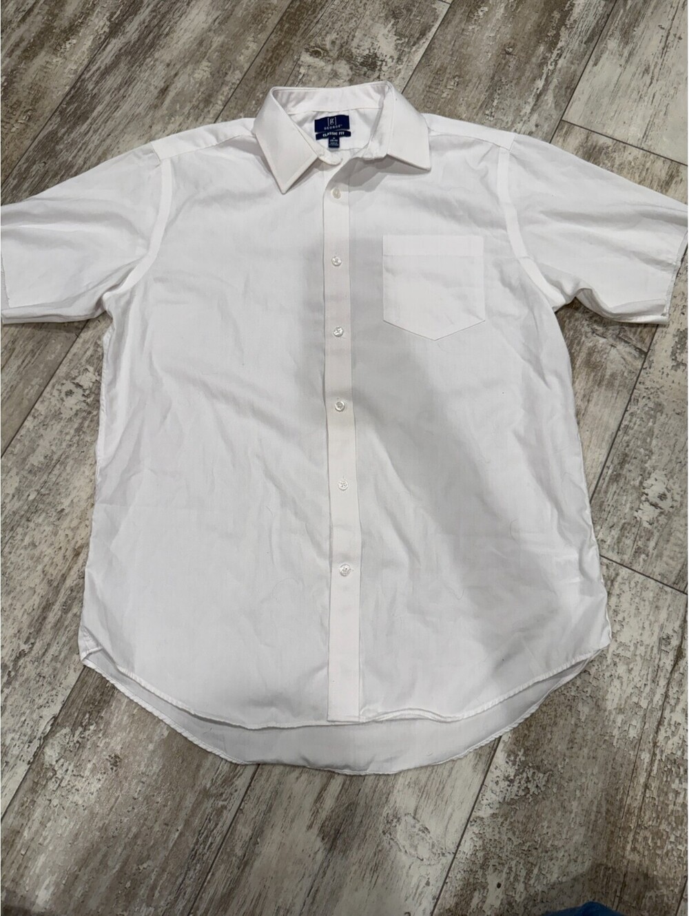George Men's White Classic Fit Shirt M Short Sleeve